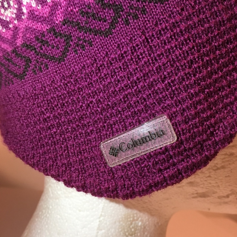 Columbia Wool Stocking Hat Purple Fleece Lined O/S - Picture 4 of 8